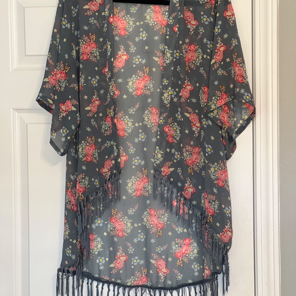 Disney Bambi Floral Kimono Gray Size Medium